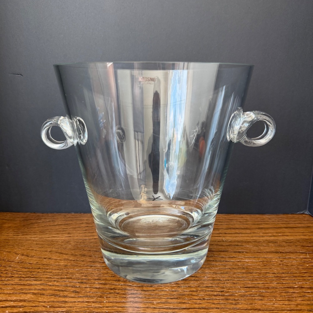 Krosno Poland Hand Blown Ice Bucket Champagne Wine Cooler Heavy Glass